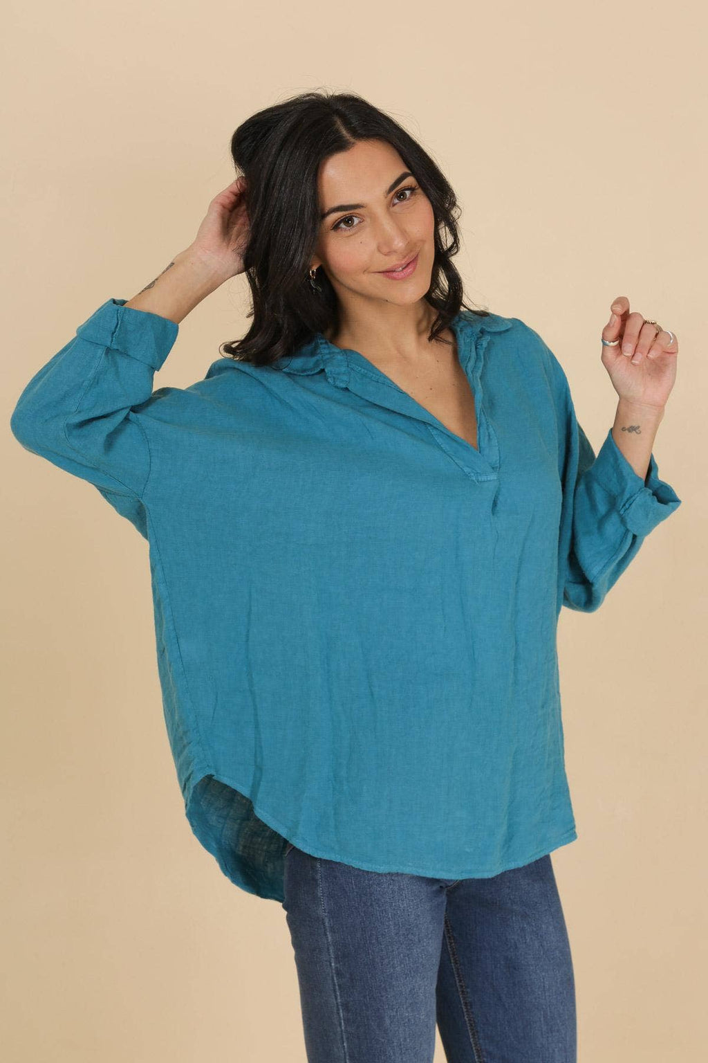 Blouse 688179 100% linen made in Italy