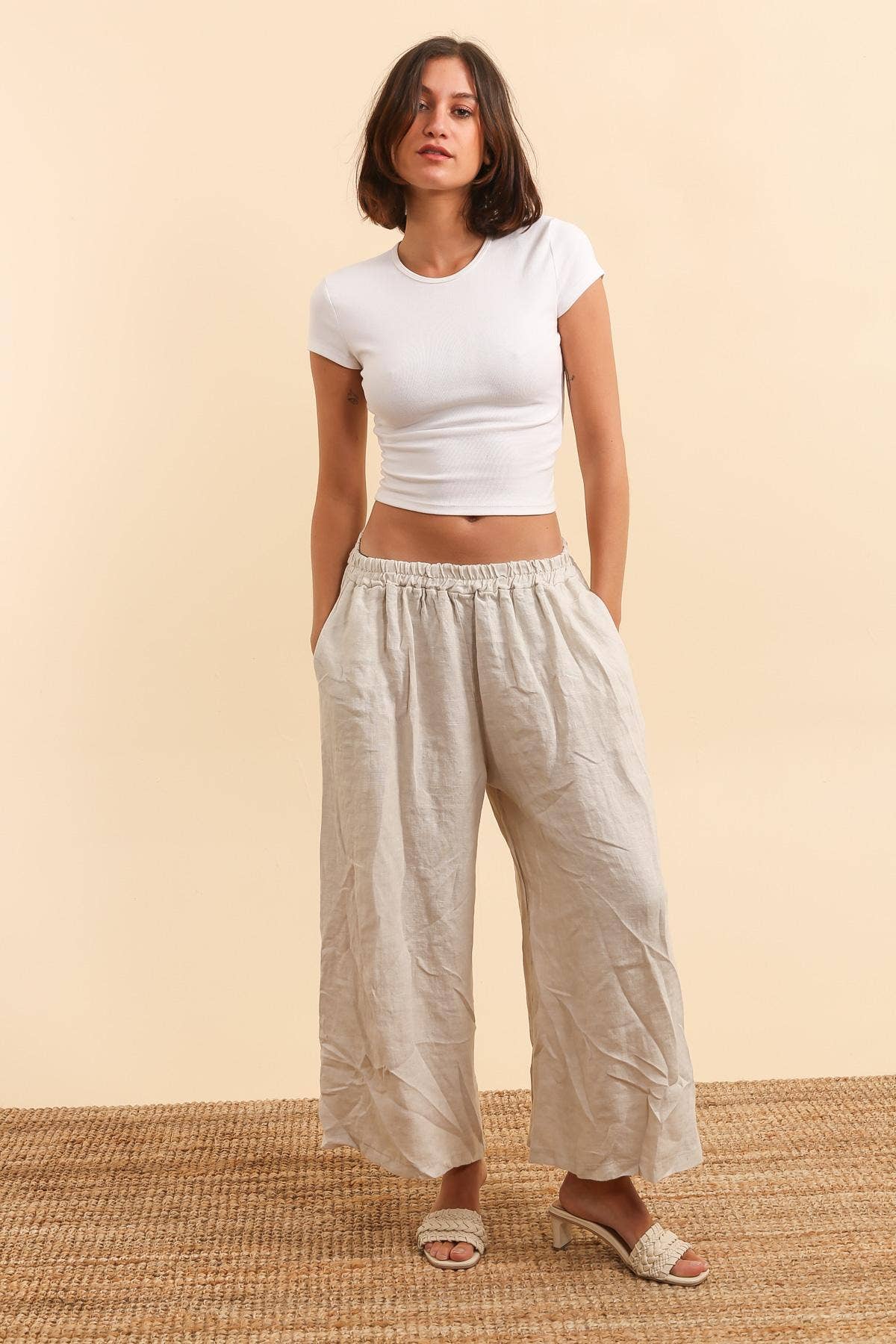 Linen trousers 6272 100% linen: Black