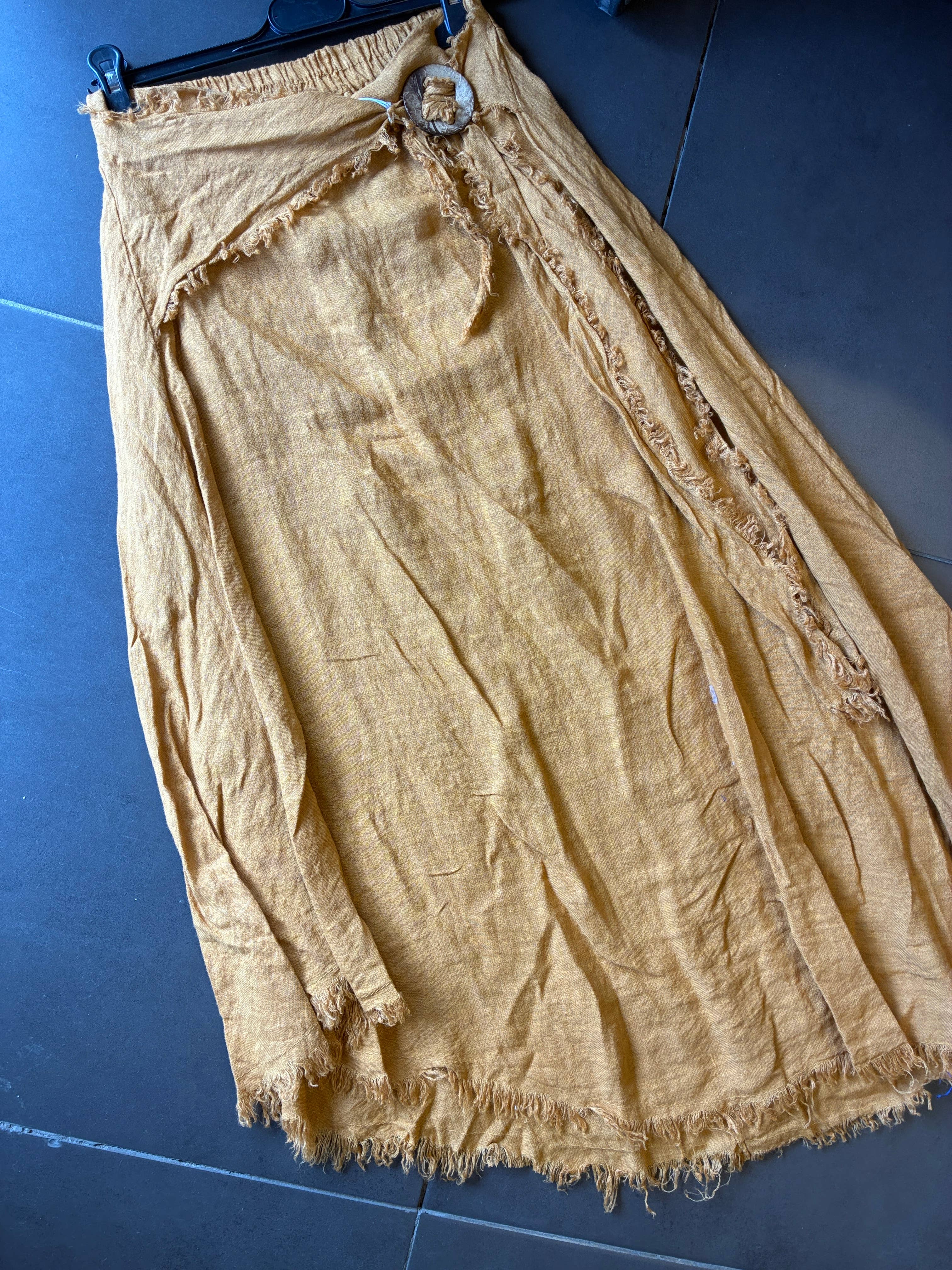 Linen skirt with drawstring 1013 100% linen