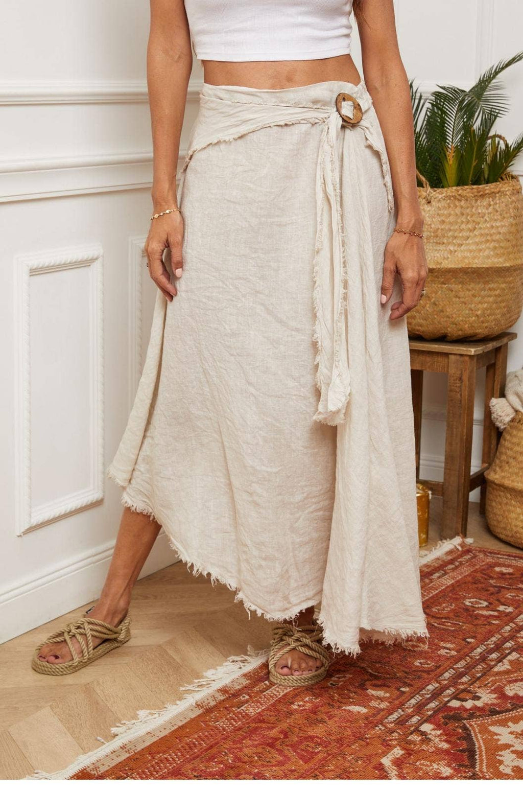 Linen skirt with drawstring 1013 100% linen