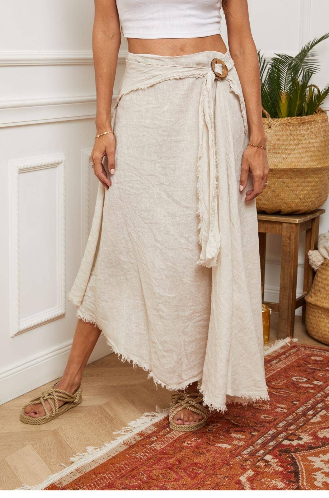 Linen skirt with drawstring 1013 100% linen